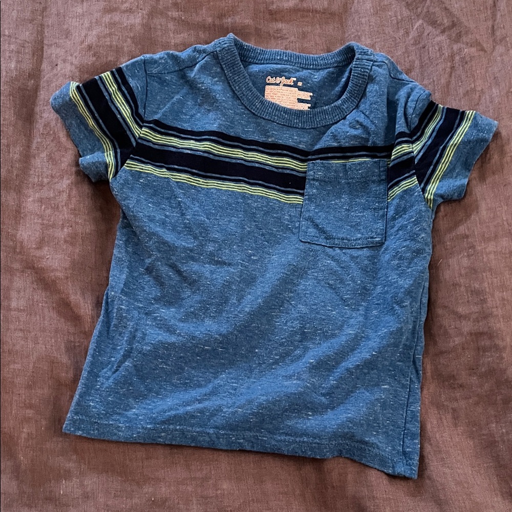 Cat & Jack Blue and Yellow Striped Tee